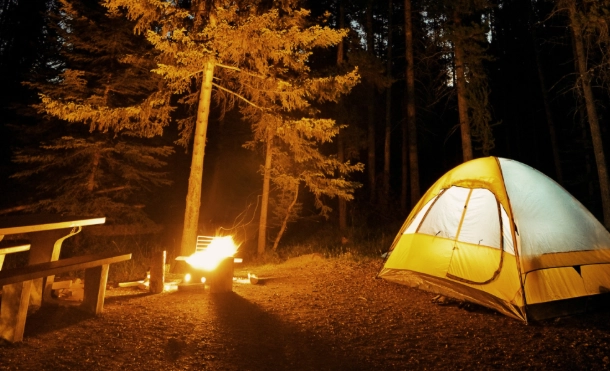 camping in the woods
