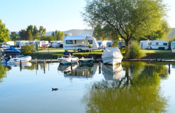 family camping with boating