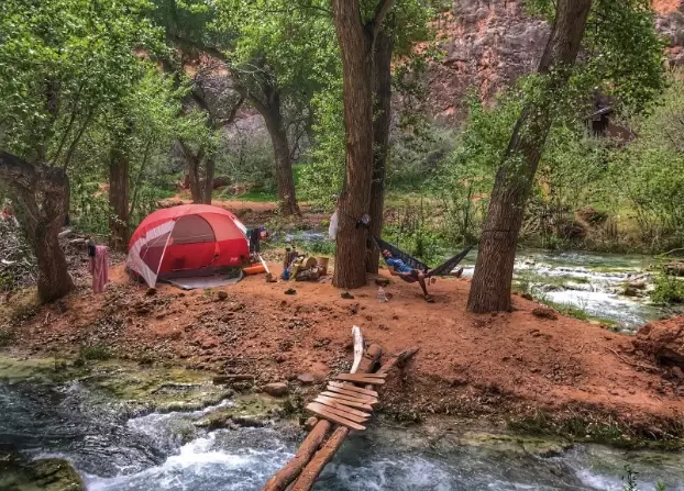 camping near waterfalls