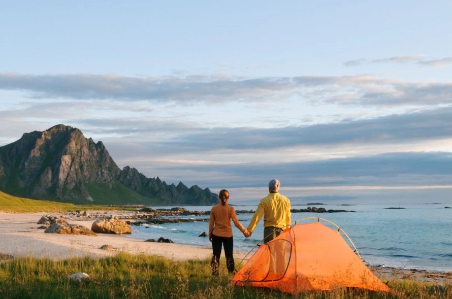 secluded couple camping